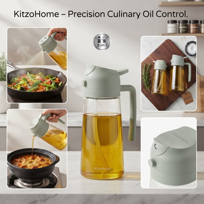 Oil Spray Bottle and Dispenser 2 In 1