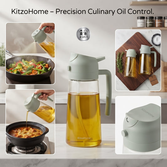 Oil Spray Bottle and Dispenser 2 In 1