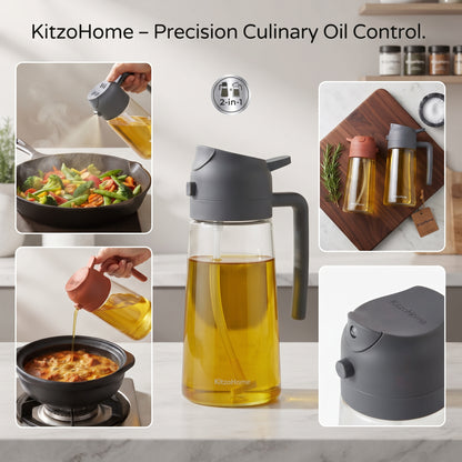 Oil Spray Bottle and Dispenser 2 In 1